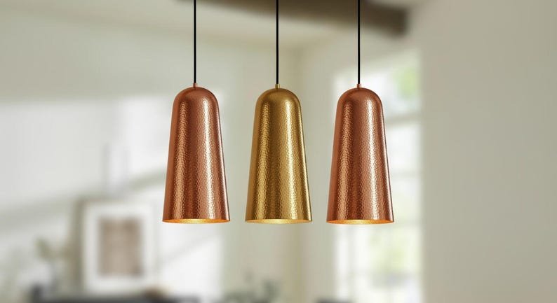 Hammered Copper Pendant Light: Moroccan Boho Style Ceiling Lamp