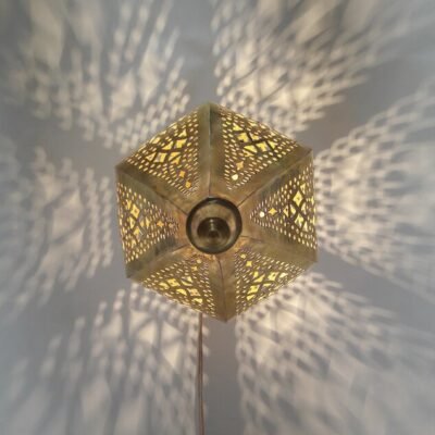 Moroccan Gold Bedside Table Lamp, Handmade Brass Copper Table Light Fixture Lamp in Marrakesh - Bedside Lamps - Moroccan Lights