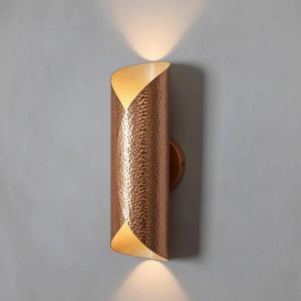 Handmade Hammered Copper Cylinder Wall Sconce Modern Up & Down Light
