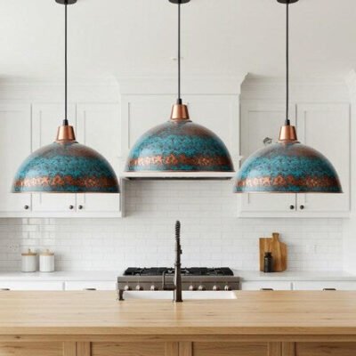 Handmade Copper Dome Pendant Light: Patina Finish, Rustic Lighting