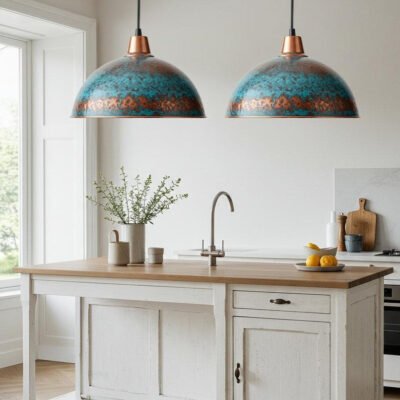 Handmade Copper Dome Pendant Light: Patina Finish, Rustic Lighting