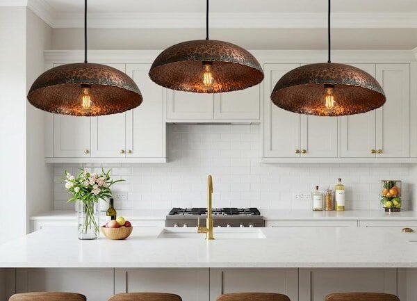 Hammered Copper Dome Pendant Light