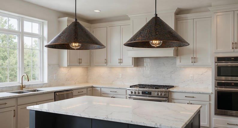 Handmade Hammered Copper Cone Pendant Oversized Kitchen Island Light