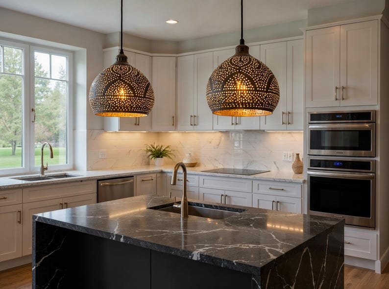 Handmade Hammered Copper Pendant Light: Moroccan Boho Chandelier