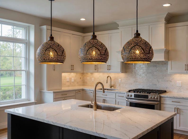 Handmade Hammered Copper Pendant Light: Moroccan Boho Chandelier