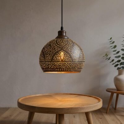Handmade Hammered Copper Pendant Light: Moroccan Boho Chandelier