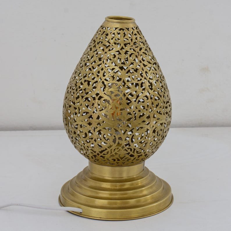 Unlacquered Brass Table Pierced Table Light
