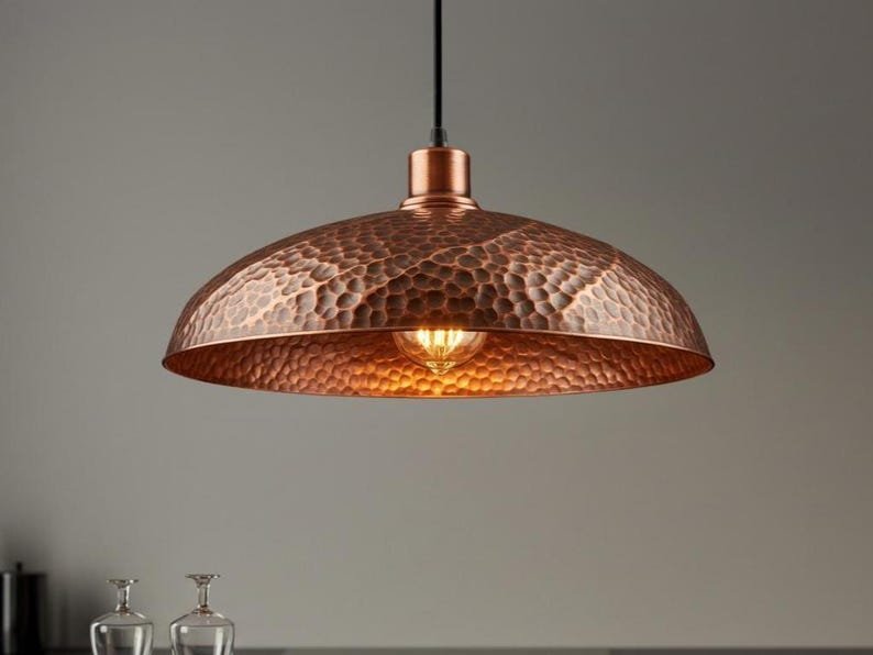 Handmade Moroccan Copper Pendant Light: Perforated Boho Lighting