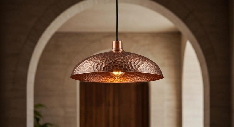 Handmade Moroccan Copper Pendant Light: Perforated Boho Lighting