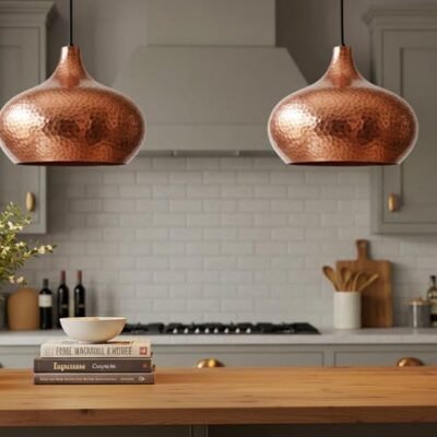 Hand Hammered Copper Pendant Light: Moroccan Perforated Ceiling Lamp