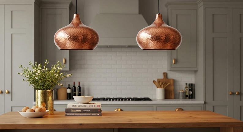 Hand Hammered Copper Pendant Light: Moroccan Perforated Ceiling Lamp