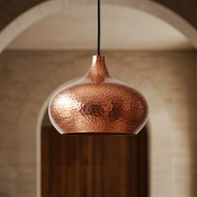 Hand Hammered Copper Pendant Light: Moroccan Perforated Ceiling Lamp