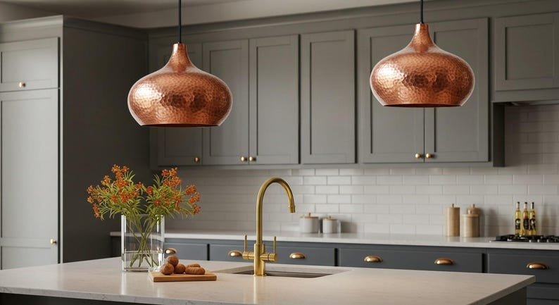 Hand Hammered Copper Pendant Light: Moroccan Perforated Ceiling Lamp