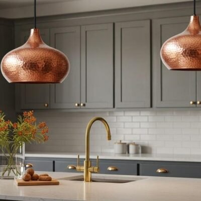 Hand Hammered Copper Pendant Light: Moroccan Perforated Ceiling Lamp