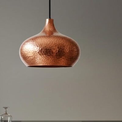 Hand Hammered Copper Pendant Light: Moroccan Perforated Ceiling Lamp