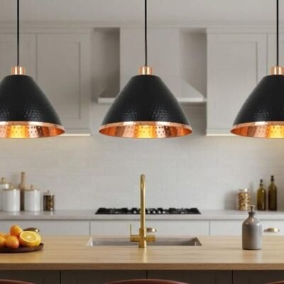 Handmade Moroccan Copper Pendant Light: Perforated Dome Ceiling Lamp