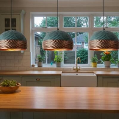 Handmade Oxidized Copper Dome Pendant Light: Rustic Green Patina