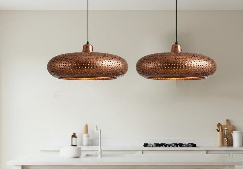 Wide Perforated Shade for Kitchen Island & Dining Room