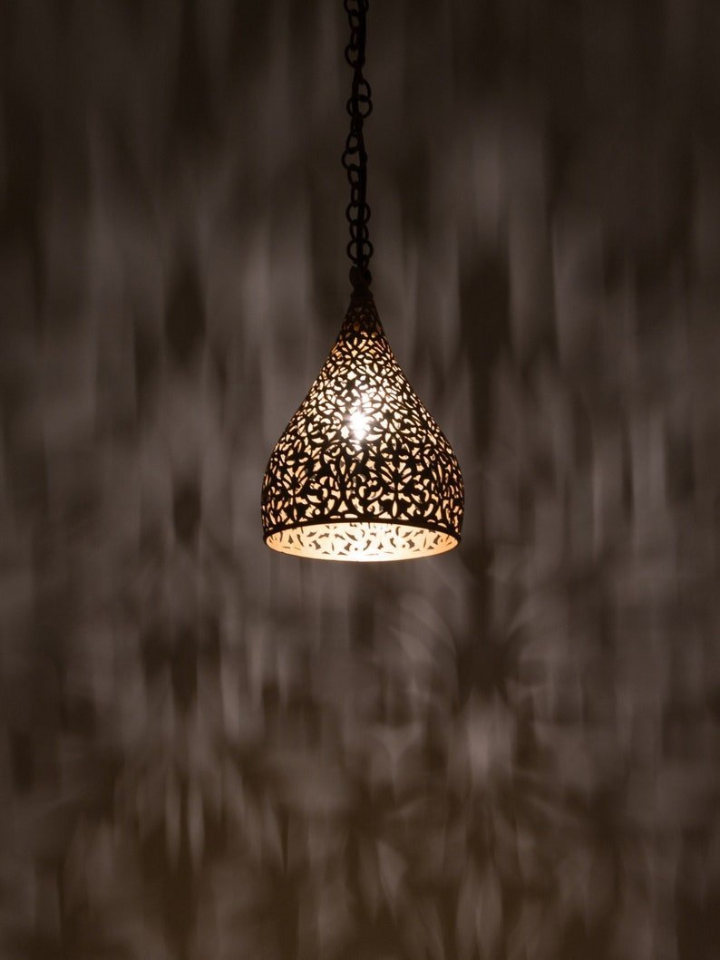 Moroccan Brass Teardrop Pendant Light