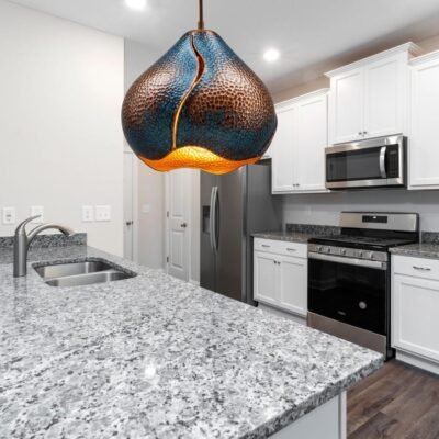 Hand Hammered Copper Pendant Light: Sculptural Teardrop Ceiling Lamp