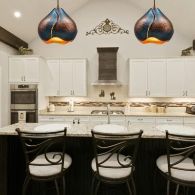 Hand Hammered Copper Pendant Light: Sculptural Teardrop Ceiling Lamp