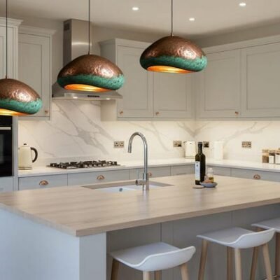 Rustic Copper Pendant Light Fixture, Copper Oxidized Island Kitchen Lighting , Copper Ceiling Dome Pendant Lamp Lighting , Rustic chandelier