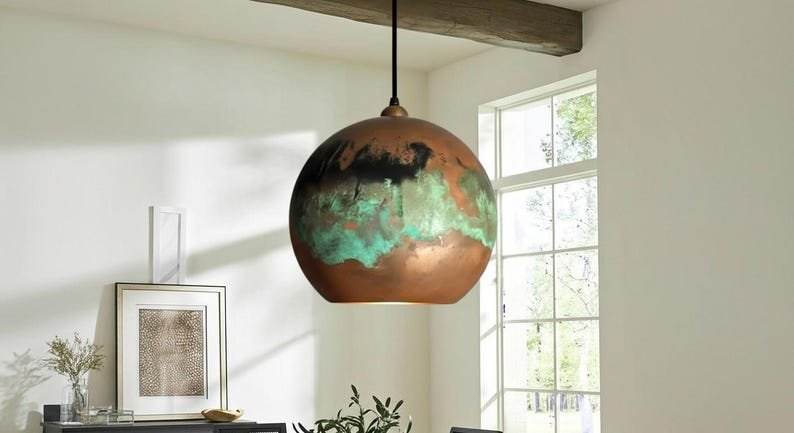 Handmade Oxidized Copper Dome Pendant Light: Moroccan Style