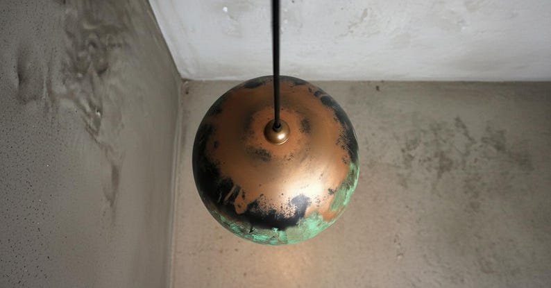 Handmade Oxidized Copper Dome Pendant Light: Moroccan Style