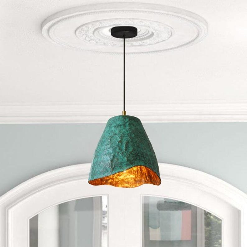 Handmade Oxidized Copper Dome Pendant Light: Farmhouse Kitchen Lighting