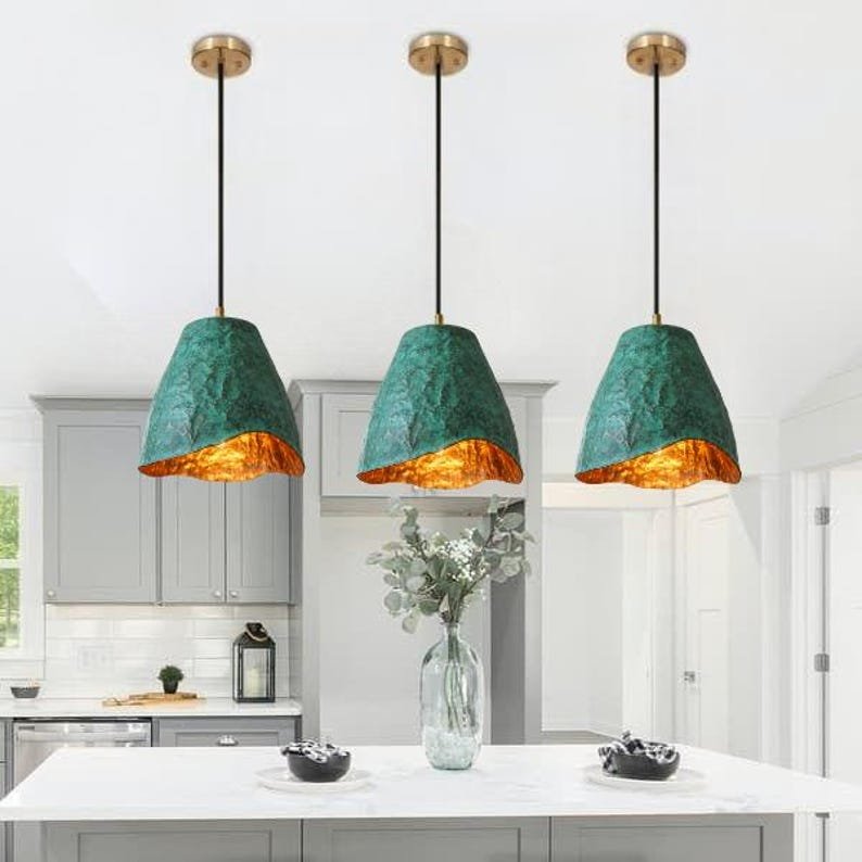 Handmade Oxidized Copper Dome Pendant Light: Farmhouse Kitchen Lighting