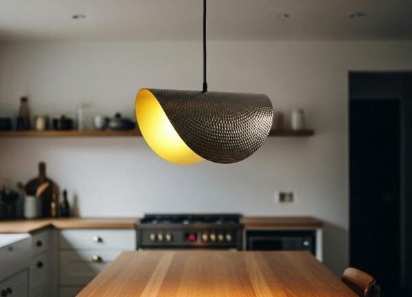 Handcrafted Moroccan Brass Pendant Light: Hammered Dome Ceiling Lamp