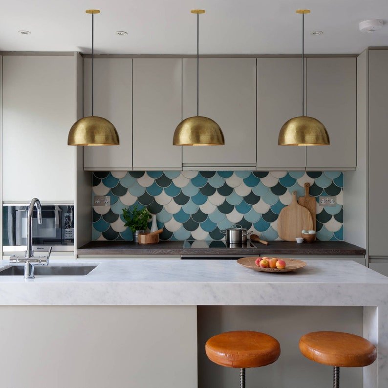 Set of 2 Brass pendant light for kitchen island hanging lamp ,light fixture