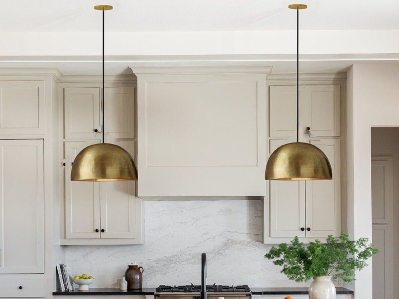 Set of 2 Brass pendant light for kitchen island hanging lamp ,light fixture