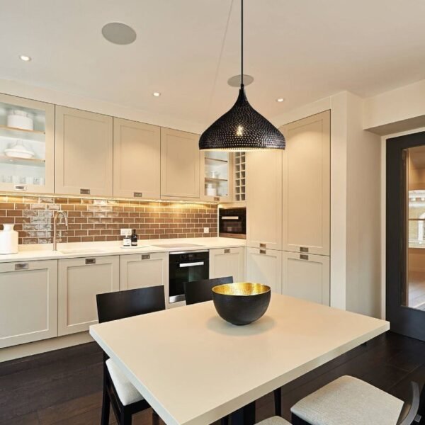 Black Perforated Dome Pendant Light Modern Kitchen Island Hanging Lamp