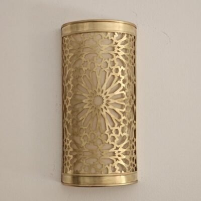 Moroccan Brass Wall Sconce: Handmade Geometric Lamp