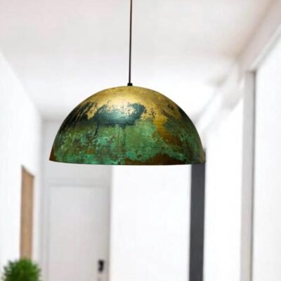 Handmade Copper Pendant Light, Oxidized Dome Ceiling Light