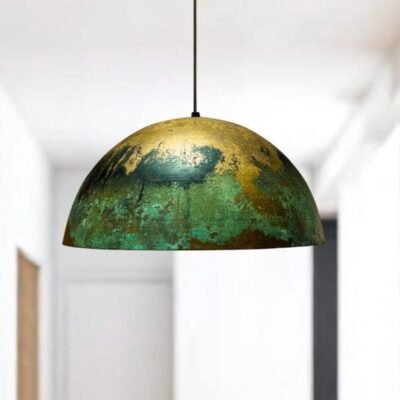 Handmade Copper Pendant Light, Oxidized Dome Ceiling Light