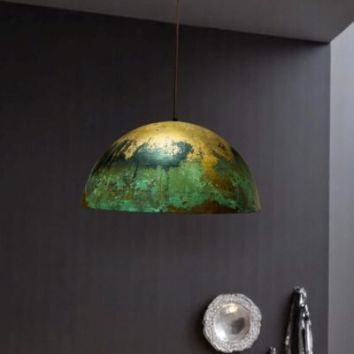 Handmade Copper Pendant Light, Oxidized Dome Ceiling Light