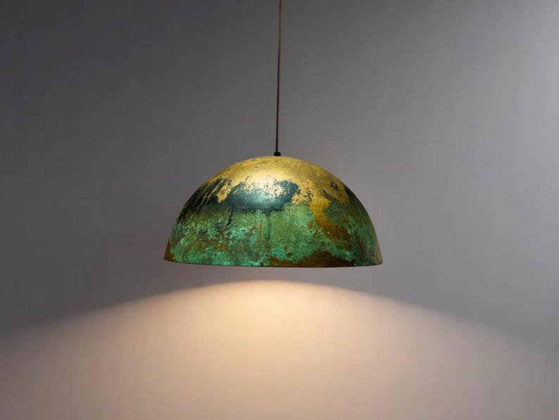 Handmade Copper Pendant Light, Oxidized Dome Ceiling Light