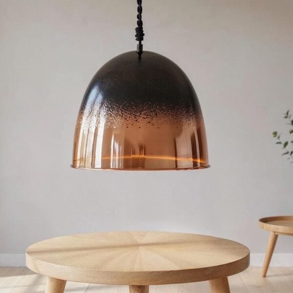 Black Copper Dome Pendant Light Modern Ombre Ceiling Lamp