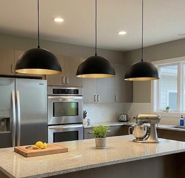 Black Hammered Dome Pendant Modern Kitchen Island Light