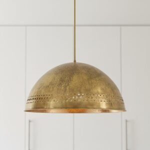 Brass Dome Pendant Light Boho Rustic Ceiling Lamp