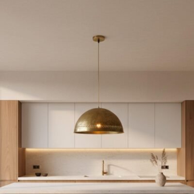Handmade Moroccan Brass Dome Pendant Light: Boho Rustic Ceiling Light – Duty Free