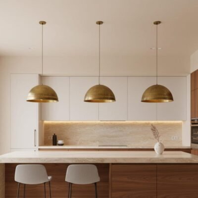 Brass Dome Pendant Light Boho Rustic Ceiling Lamp