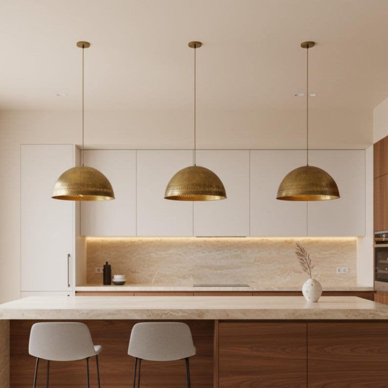 Handmade Moroccan Brass Dome Pendant Light: Boho Rustic Ceiling Light – Duty Free