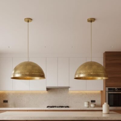 Handmade Moroccan Brass Dome Pendant Light: Boho Rustic Ceiling Light – Duty Free