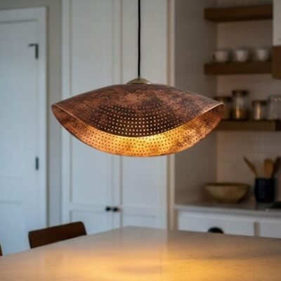 Oxidized Copper Dome Pendant Lamp, Ceiling Dome Lamp, Hanging Light, Rustic decor, Copper Industrial light, Kitchen Island Light