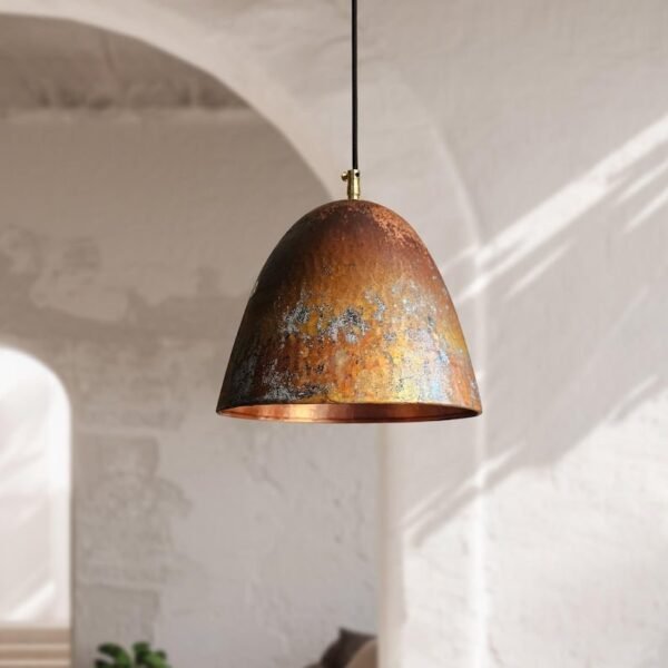 Rustic Oxidized Copper Bell Dining Room Ceiling Pendant
