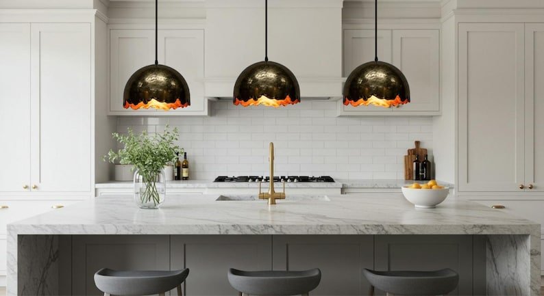 Oxidized Copper Dome Hanging Light ,Industrial Modern Copper lamp Patina,Dome Copper Pendant Lamp, Ceiling Dome Lamp,Farmhouse Pendant Light