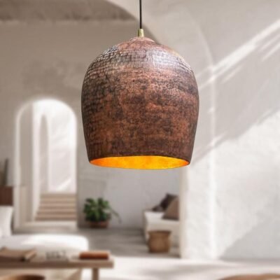 Handmade Hammered Copper Dome Pendant Light - Kitchen Island Lighting